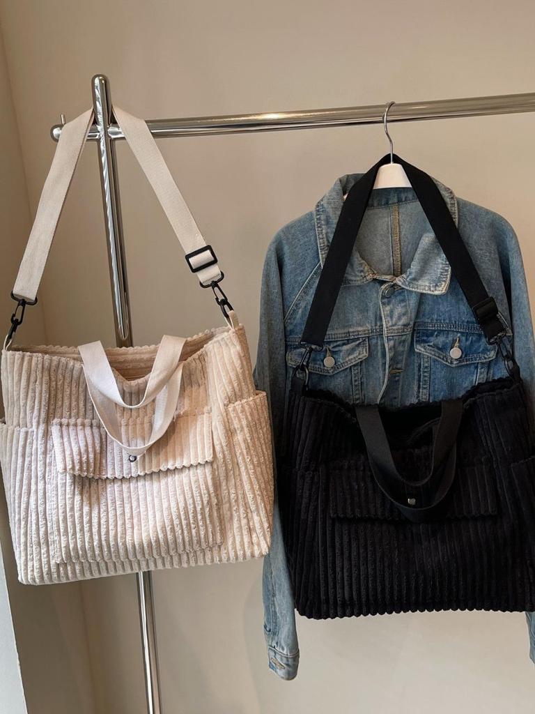 2024 Autumn/Winter Large Corduroy Tote: Korean Style Crossbody & Shoulder Bag
