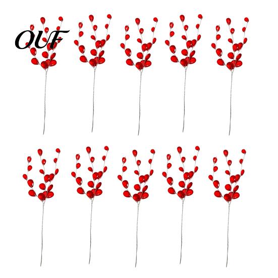Acrylic Crystal Branches Transparent Faux Branch Christmas Tree Ornament, Bead Drop Stem, Artificial Hanging Icicles Clear Beaded Flower Twig Pick for