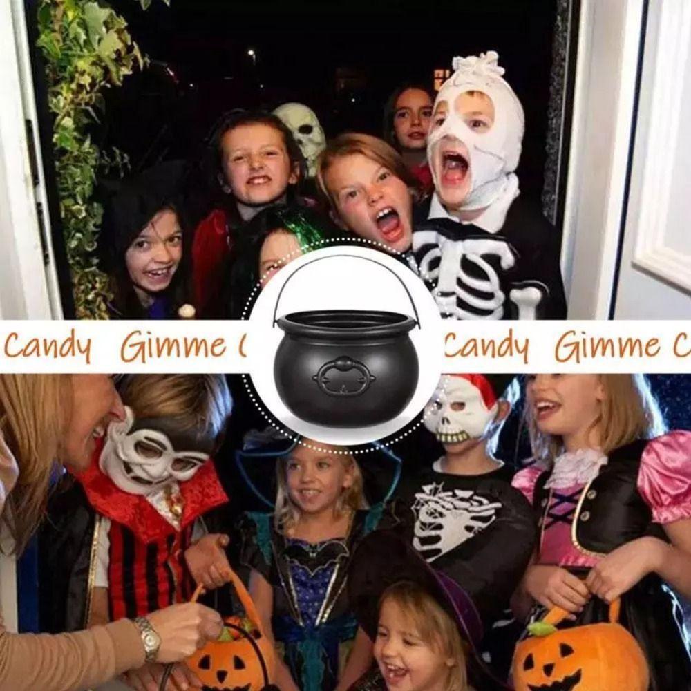 Large Trick-or-Treat Jar Candy Jar Black Halloween Candy Jar New Wizard Witch Cauldron Props