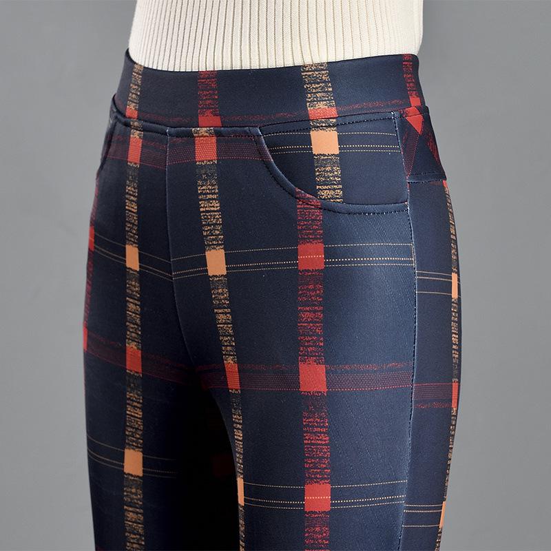 

2024 Slimming Plaid Micro-Flare Pants: Thick, Fashionable, Elastic, Versatile Women s Long Pants for Autumn and Winter. S under 93 jin