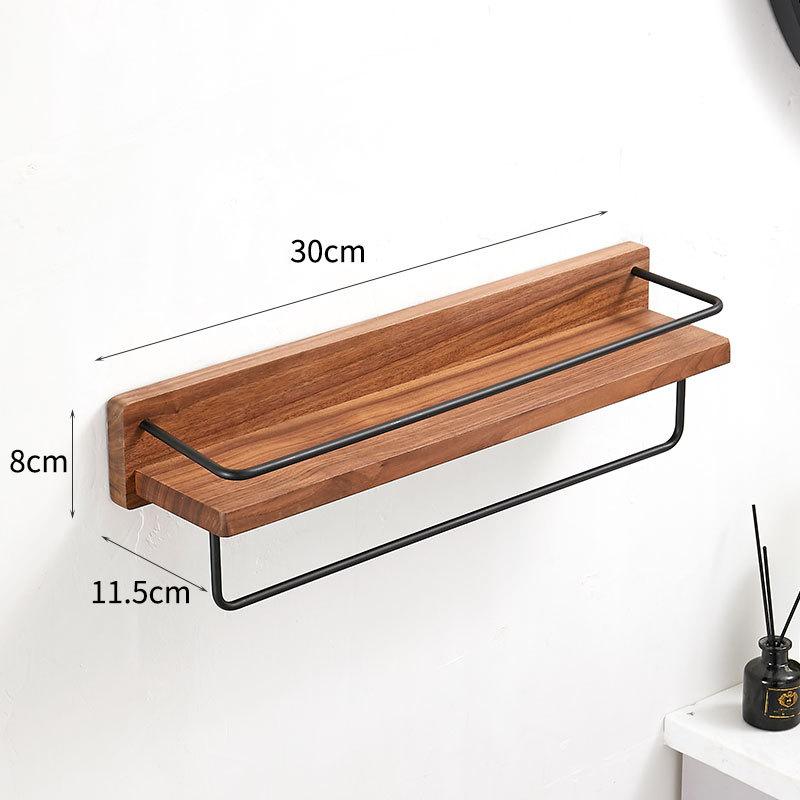 Solid Wood Bathroom Shower Stand Wall Mounted Dresser Storage Rack Black Towel Rack Shelf Bathroom Shelf Bath Shampoo Holder