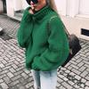 2026 New Arrival Autumn/Winter Rolled Hem High Neck Knitwear: Artistic Plus Size Loose Thick Yarn Dropped Shoulder Sweater