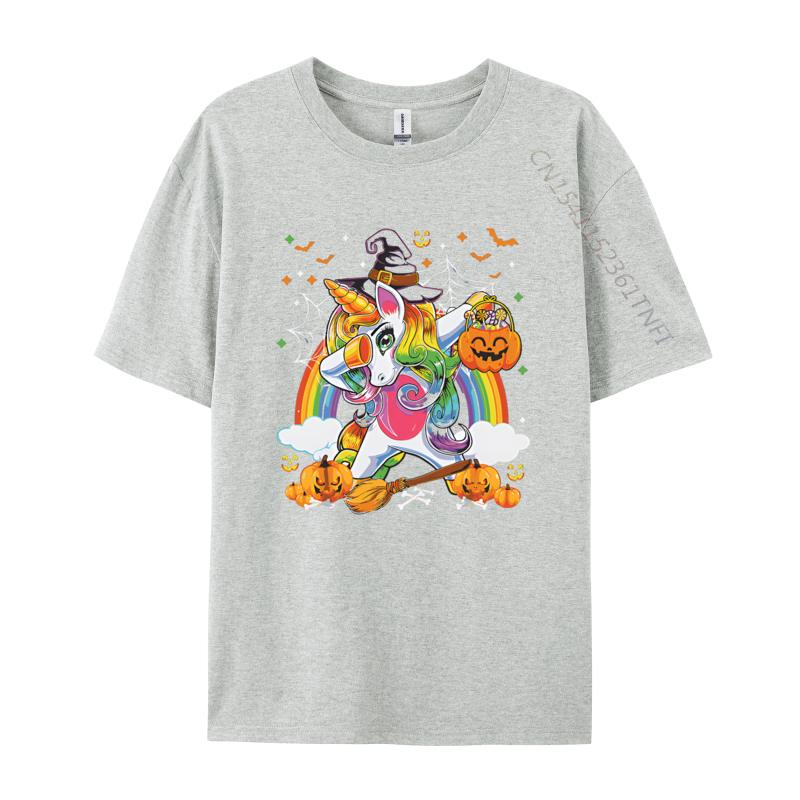 Halloween Pumpkin Fall Dabbing Unicorn Tshirts Funny Printed Tops Tees Cotton Fabric TShirt for Men Casual