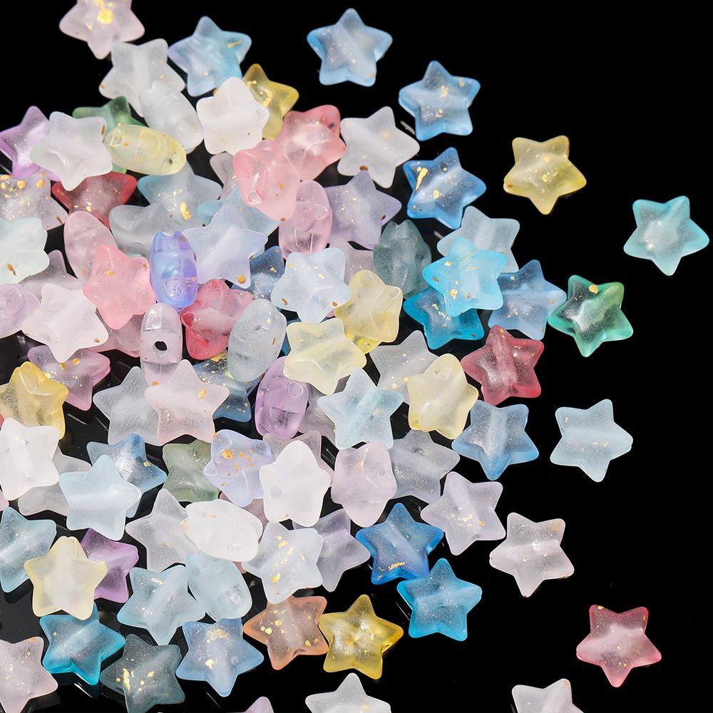 50pcs Acrylic Colorful Beads Star Shaped Spacer Beads for DIY Necklaces Bracelets Keychains Earrings Jewelry Making Accessories