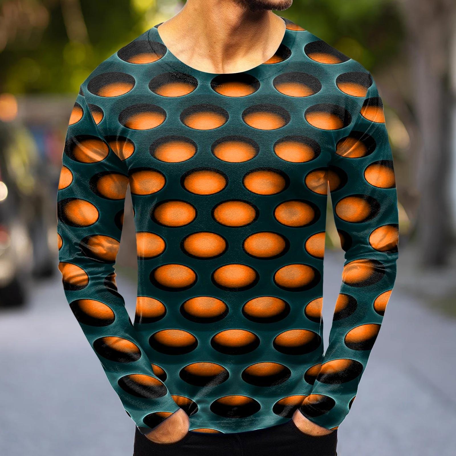 

Мужская мода повседневные рубашки с круглым вырезом и длинным рукавом с принтом, топы, блузки M красный