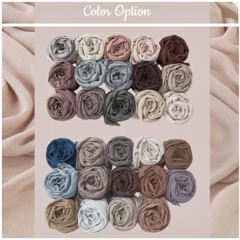 95 Colors Soft Cotton Viscose Scarf Rayon Material Muslim Hijab Mid Eastern Plain Solid Color Headscarf With Tassel