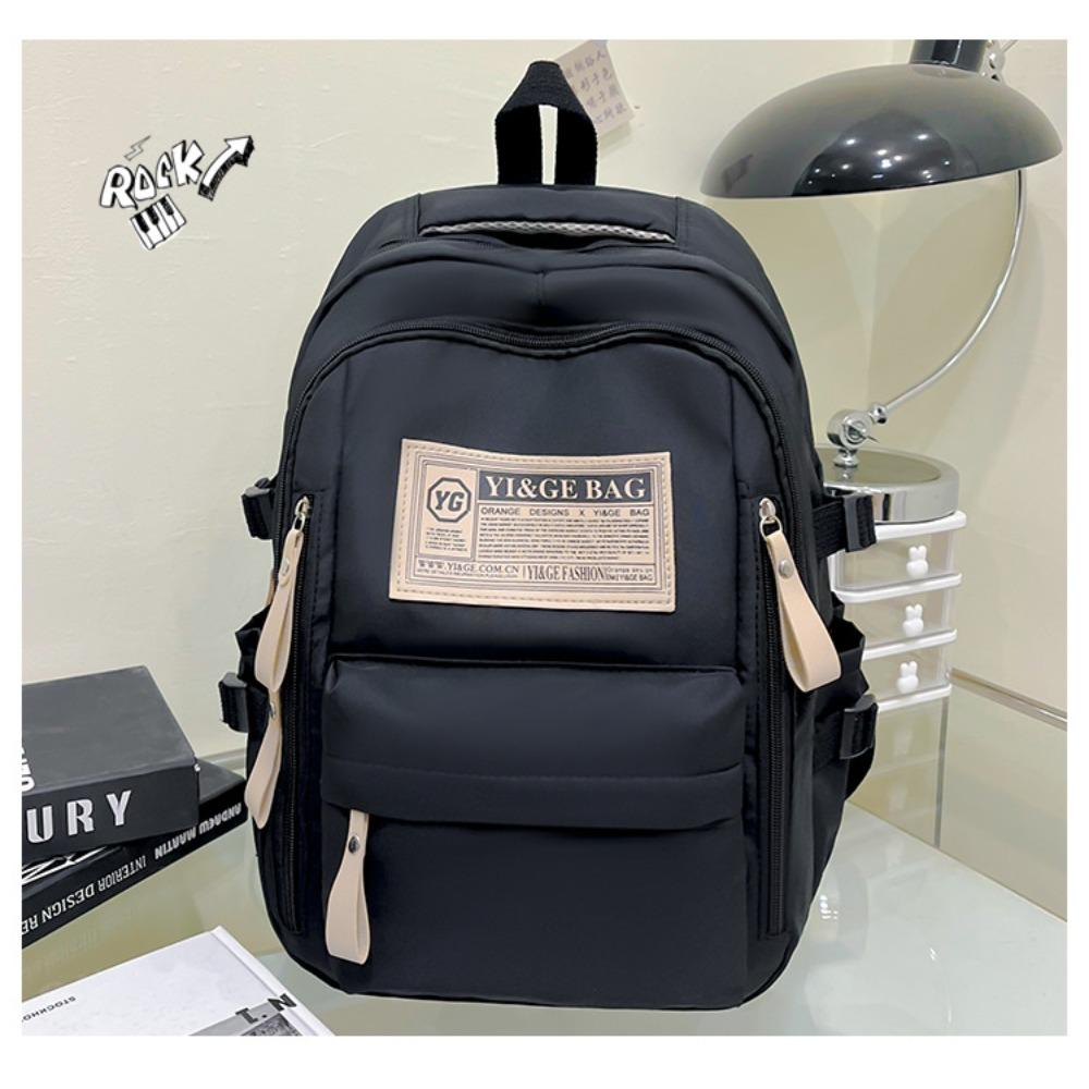 New schoolbag waterproof middle school student large-capacity solid color backpack female high school student Oxford cloth backpack casual versatile