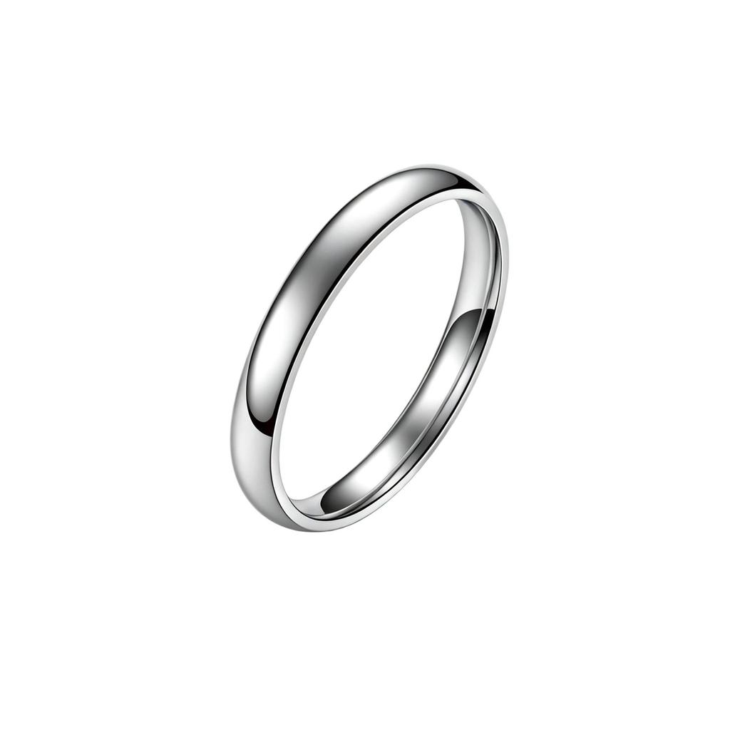 Japanese Korean 3mm Round Arc Stainless Steel Couple Ring - European American Style Titanium Jewelry