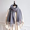 Winter Solid Color Fringed Imitation Cashmere Shawl Scarf Women'S Dual-Use Long Thermal Plaid Literary Ins