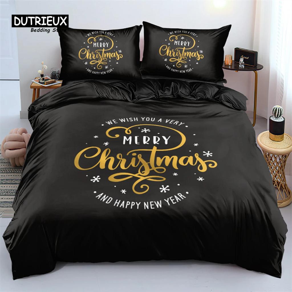 3DMerry Christmas White Bedding Set King Queen Size Microfiber Bedroom Decorative 3D Print Duvet Cover With Pillowcases