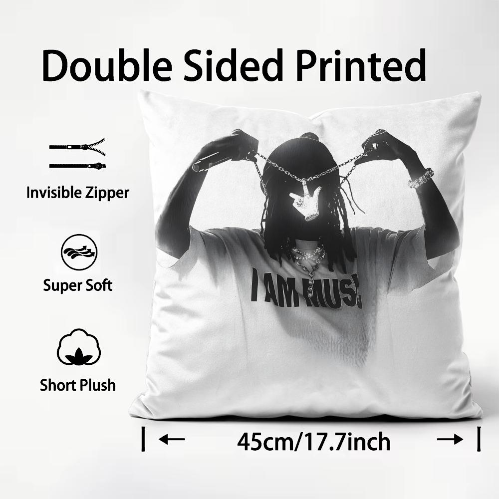 PPlayboi CartiI Rapper Cushion Cover Plush Fabric Soft DoubleSided Printed Sofa Warm Winter Home Child Gift Pillow Case