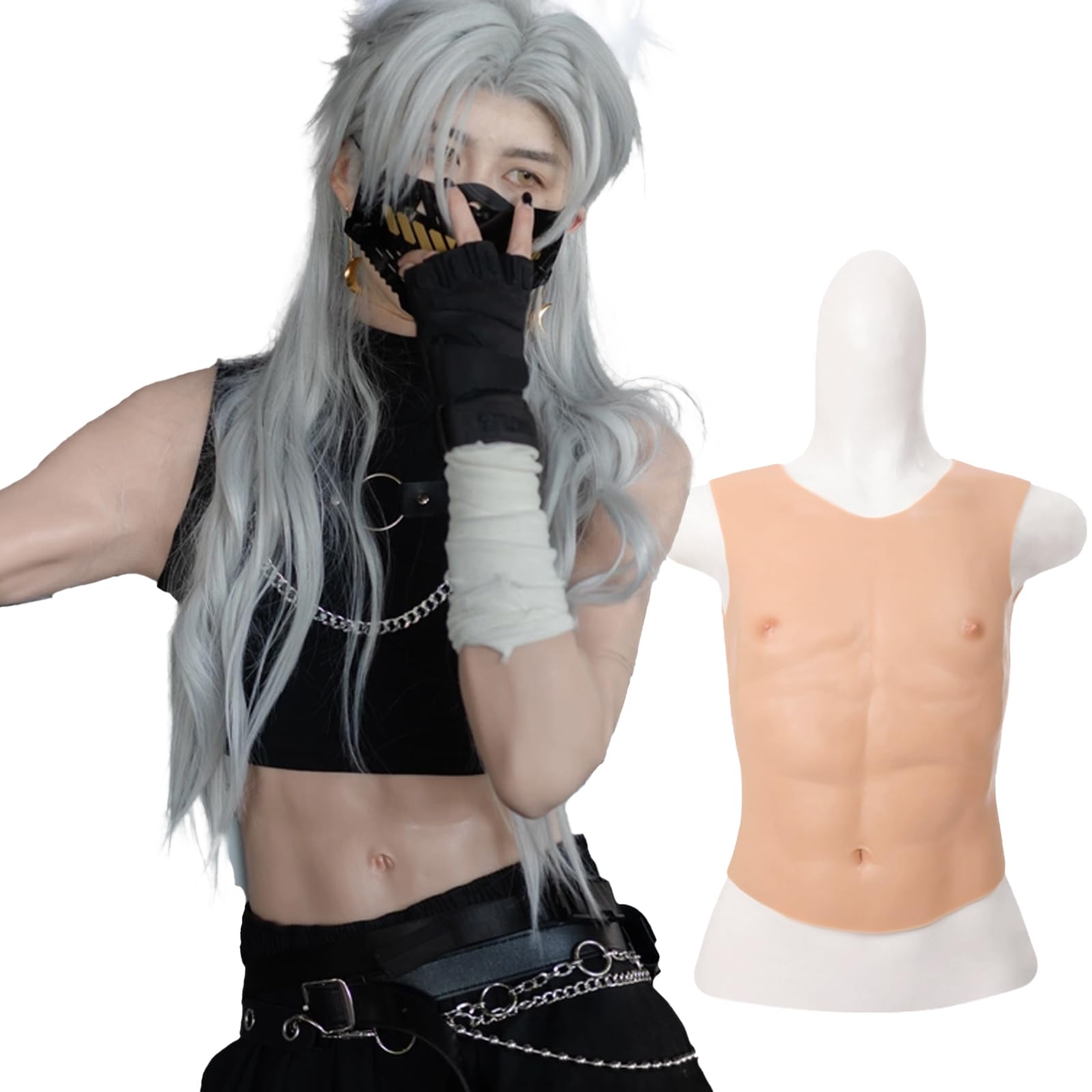 

Легкая майка-борцовка, облегающая, силиконовая, имитация мышц, подделка, костюм для косплея, высокий воротник [YRZGSAWJ] Костюм, Стиль, Стиль, Мышцы, Костюм, Пресс, Мышцы,