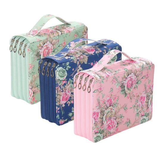 Colored 200 Slots Pencil Holder with Zipper Multi-layer Pencil Case Organizer Portable Pen Bag with Handle for Watercolor Pens Markers