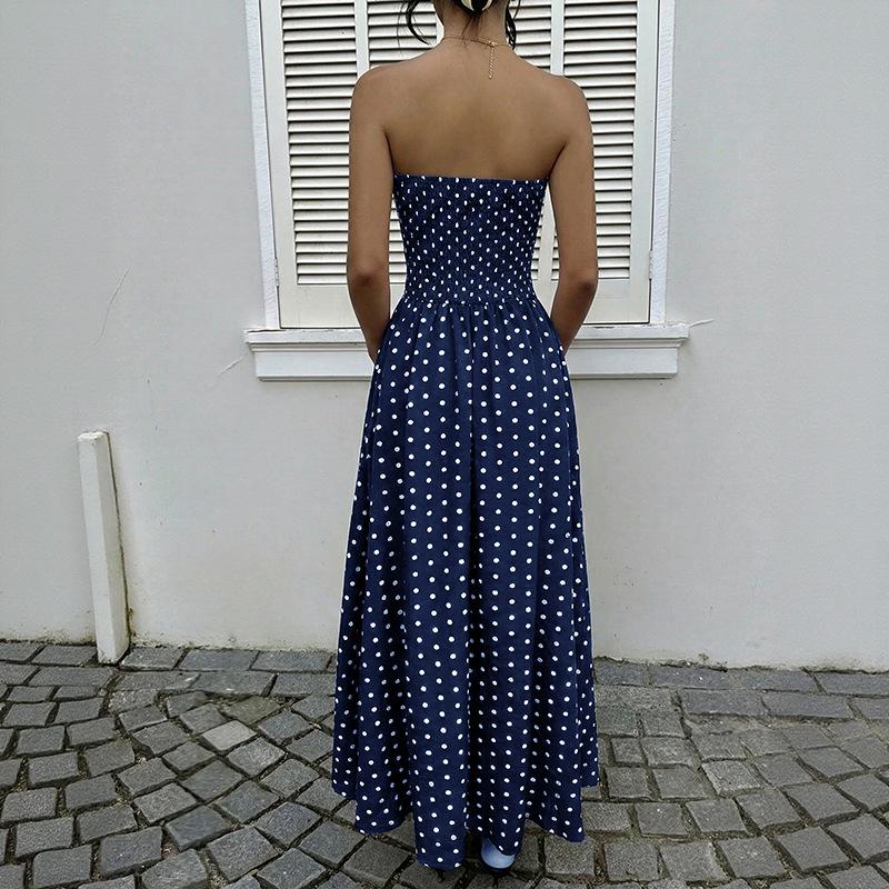 2026 Summer Elegant Retro Polka Dot Sleeveless Long Dress