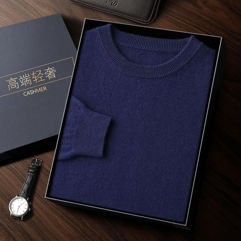 Crew neck cashmere sweater knitted soft waxy cashmere sweater solid color warm