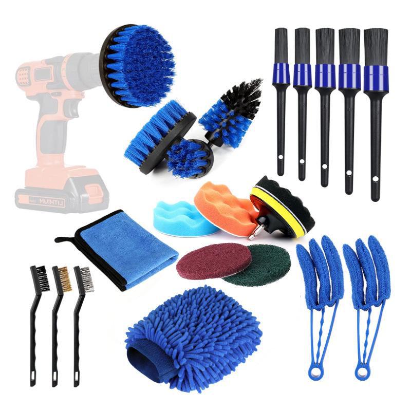 Electric Car Cleaning Brush Set for Detailing Interior, Polishing, Waxing, Engine & Tire - 6 Brush Heads