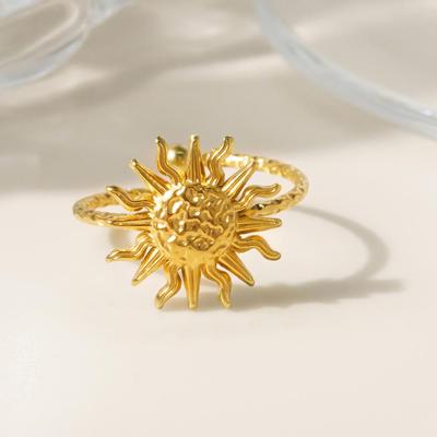 Europese & Amerikaanse Mode Elektrogeplateerd 18k Goud Roestvrij Staal Zon Ring voor Dames