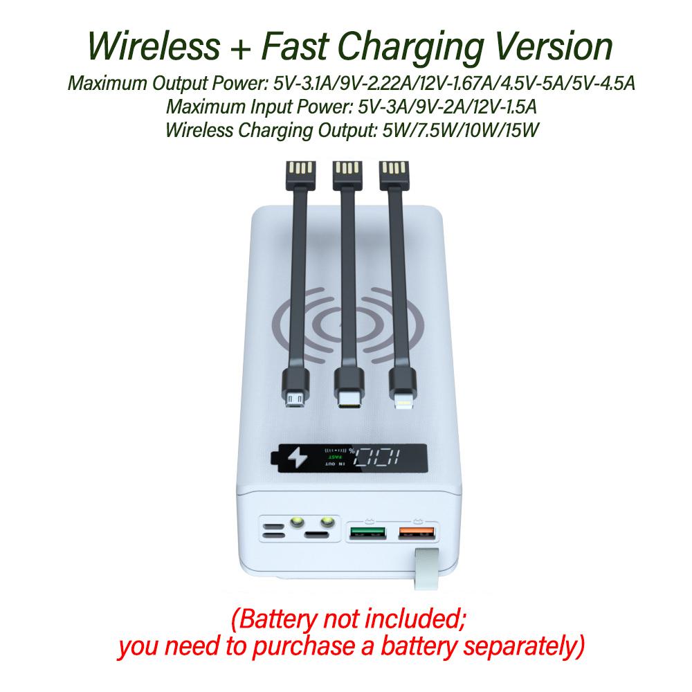 Built‑in 3‑Wire No‑Welding Power Bank Kit DIY Mobile Power Supply Shell Can Holds 16 Pieces 18650 Lithium Batteries No Battery