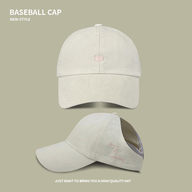 College style sweet and cool love embroidery ponytail empty top hat summer outdoor shading baseball cap student sports cap
