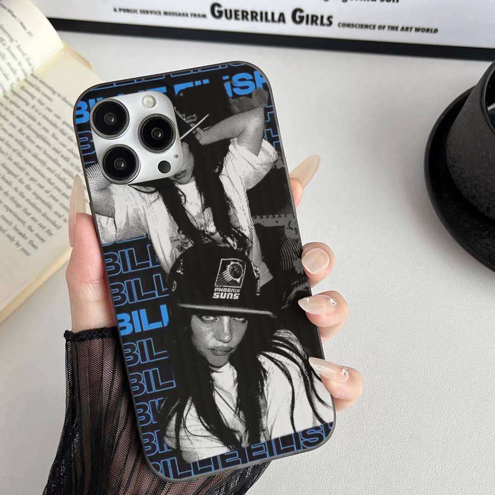 Pop E-Eilish Star B-billie Corrugated Stripe Phone Case For IPhone 17 16 15 14 13 12 11 Pro Max Plus Pro Shockproof Cover