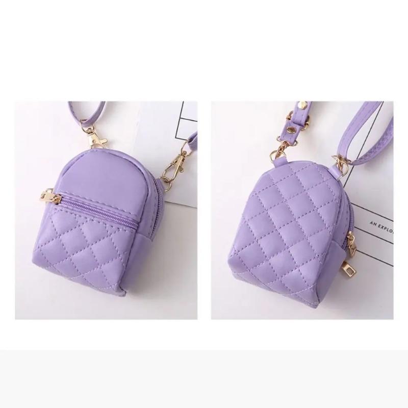Portable Coin Purse New PU Leather Solid Color Crossbody Bag Lightweight Mini Makeup Bag Women
