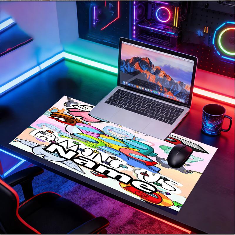 Custom Name Personalized Among Us Pattern Mousepad, Laptop PC Desk Mat, Decorative Desk Mat for Home Keyboard Pad Gift