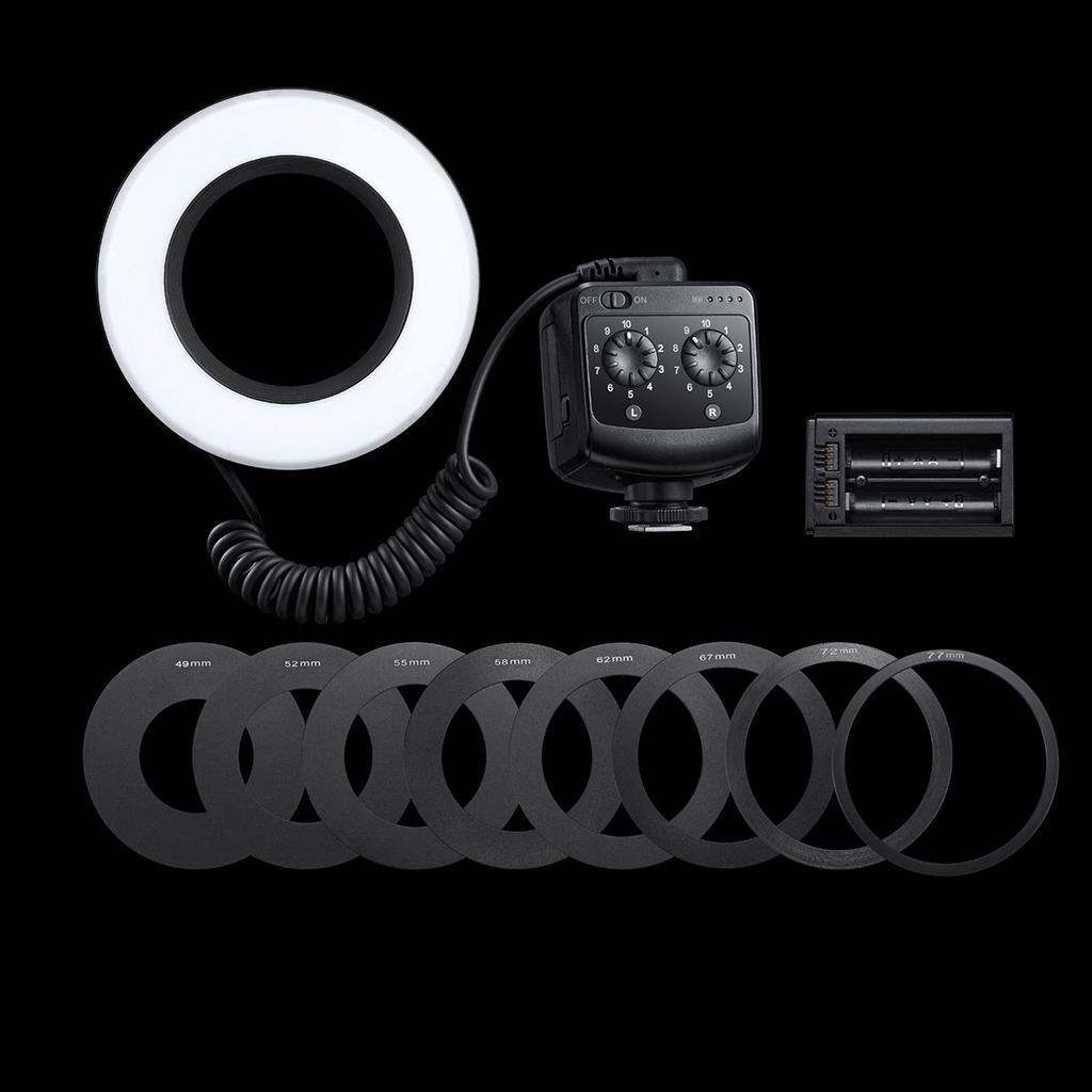 GODOX RING72 Macro LED Ring Dimming for Cameras and SLR Ideal for Supplementing Video and Animal and Plant Light, 5600K, 10-Level Dimming, 10%-100%