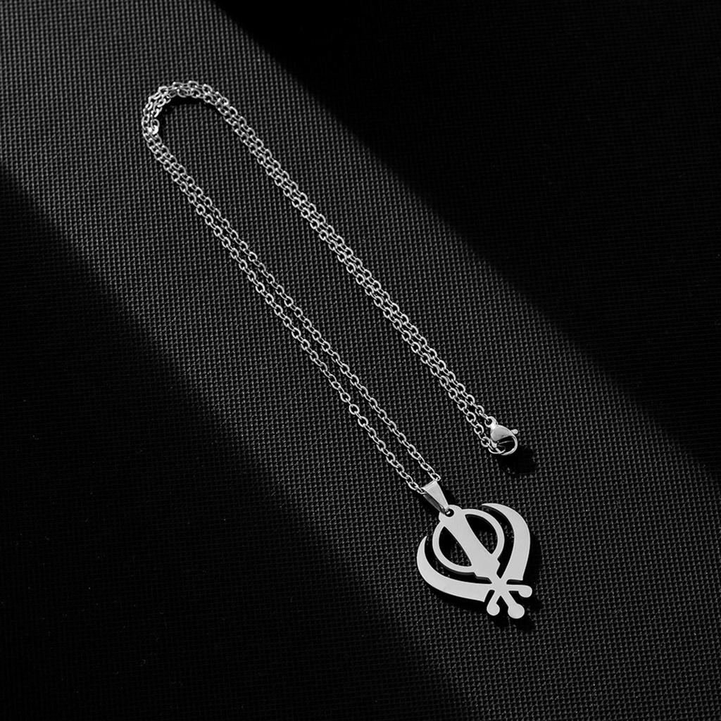 India Sikhism Necklace Religious Symbol Clavicle Chain Cultural Symbol Pendant Neckchain Unisex Religious Metal Jewelry