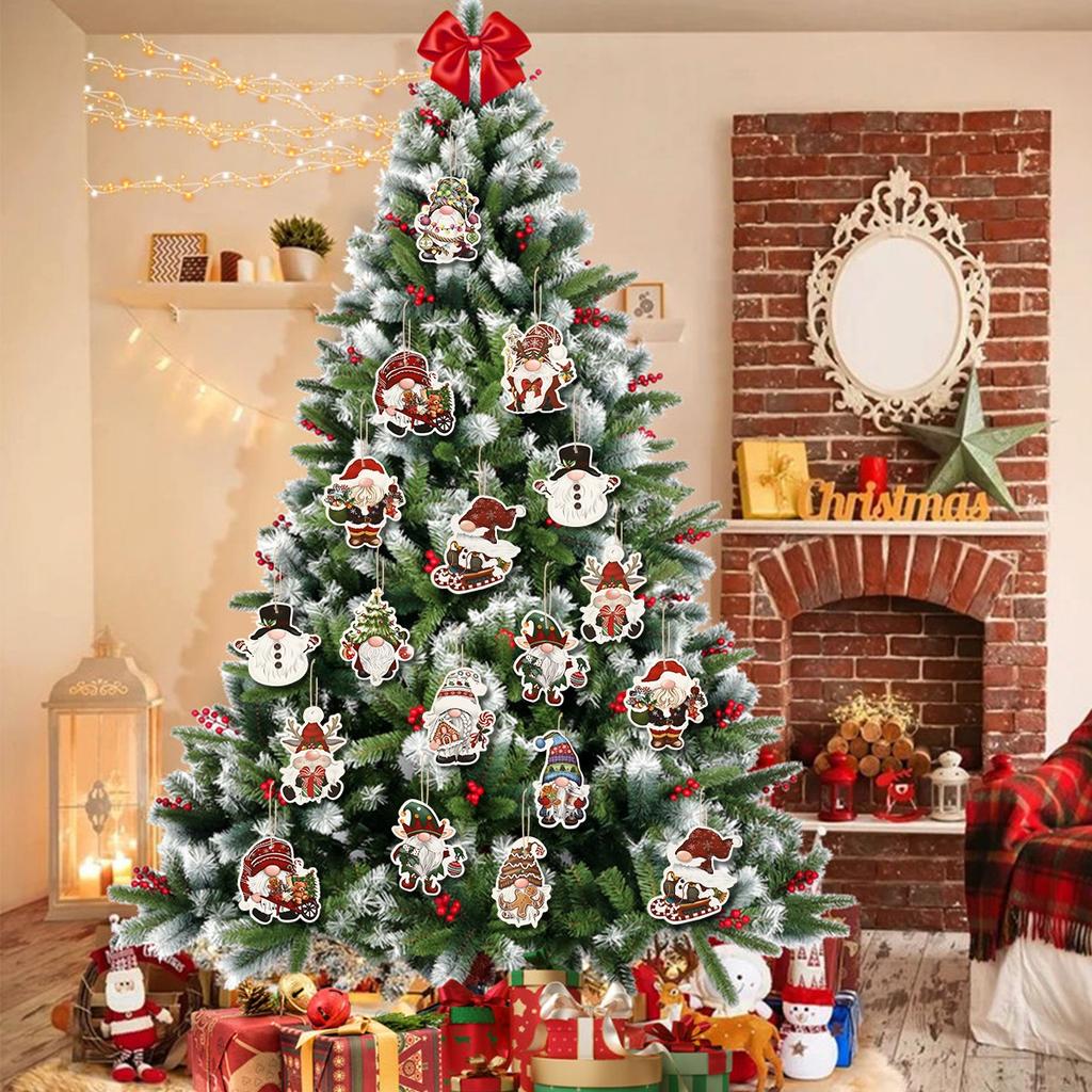 12pcs Christmas Santa Gnomes Paper Pendants Christmas Decorations For Home 2026 Christmas Tree Ornaments Navidad New Year Gifts