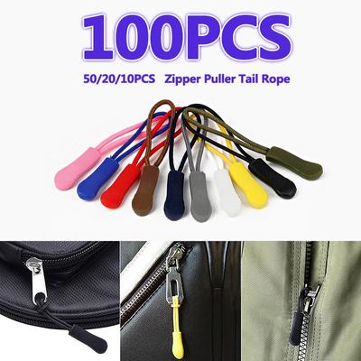 100 peças de corda com zíper para puxar a cabeça e a cauda para mala de viagem, mochila e barraca