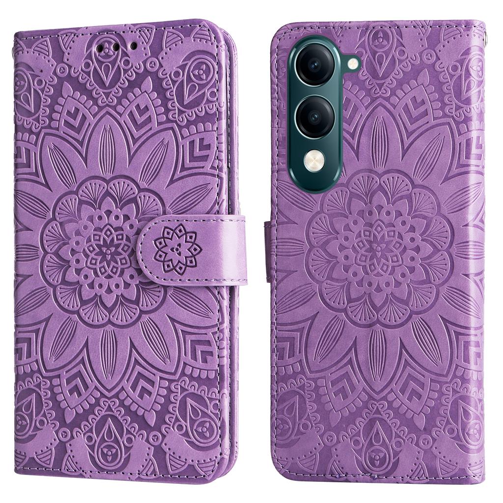 For Vivo Y29s 5G/Y04 4G Case Sunflower Imprint Leather Wallet Phone Cover