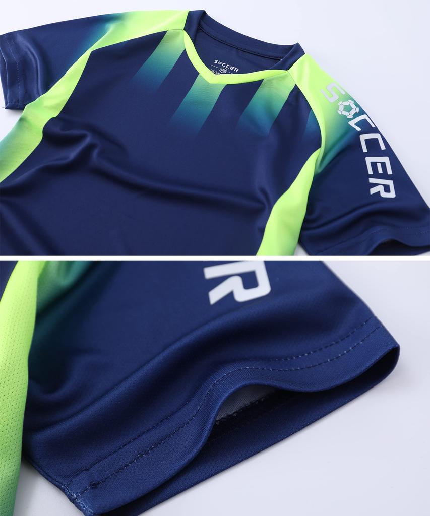 Hiheart Junior Trainingsbekleidung Sommer Kurzarm und Größe 120cm Kinder Fußball/Futsal Set, Jungenbekleidung, Shorts, Marineblau,