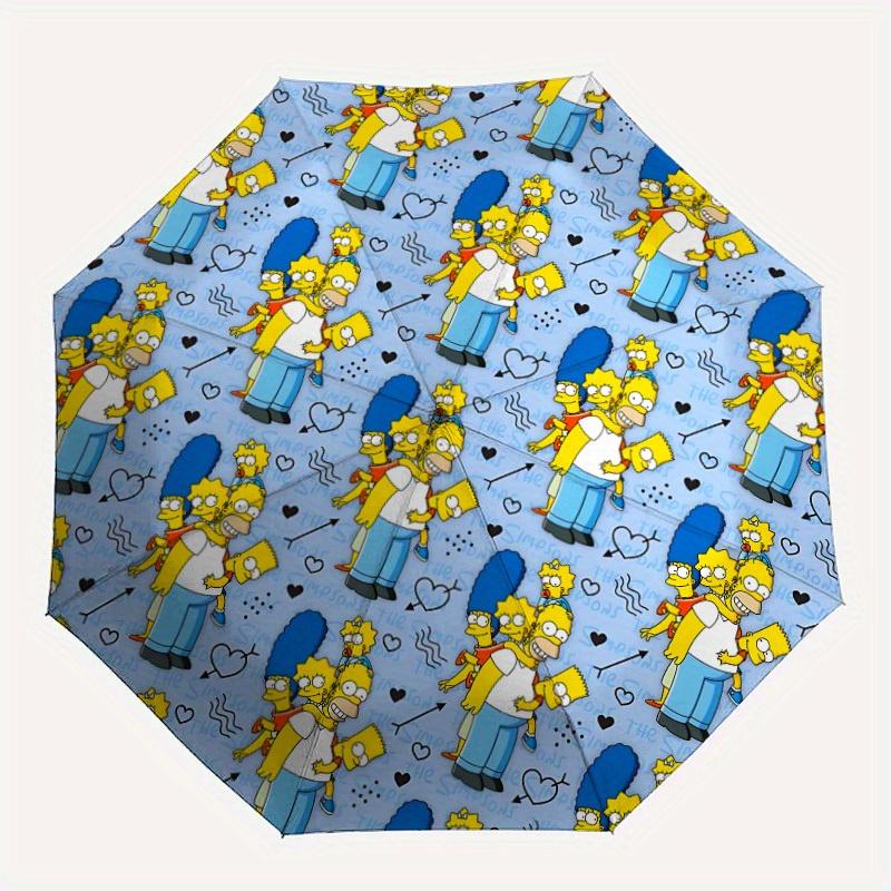 

1pc The Simpsons FamilyDesign Automatic Open/close Folding Umbrella - Compact Travel Umbrella, Heavy-Duty 8-Rib Construction