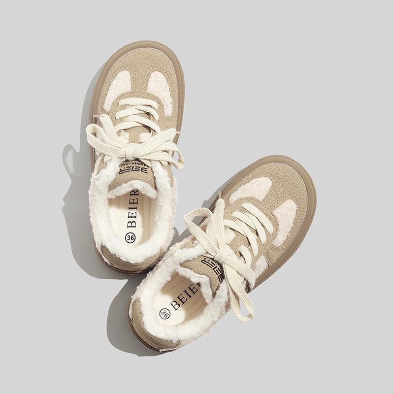Cold sticky shoes lamb wool cotton shoes spell niche velvet warm board shoes winter new daily training shoes