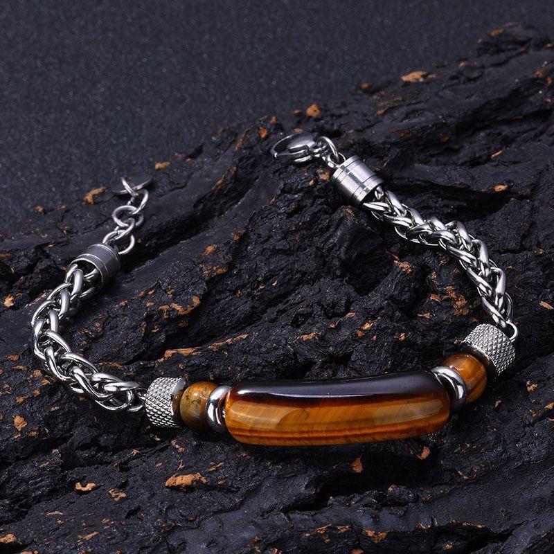 Hip-Hop Handschmuck Kette Spleißung Reiner Natürlicher Tigerauge Stein Herren Armband Schmuck