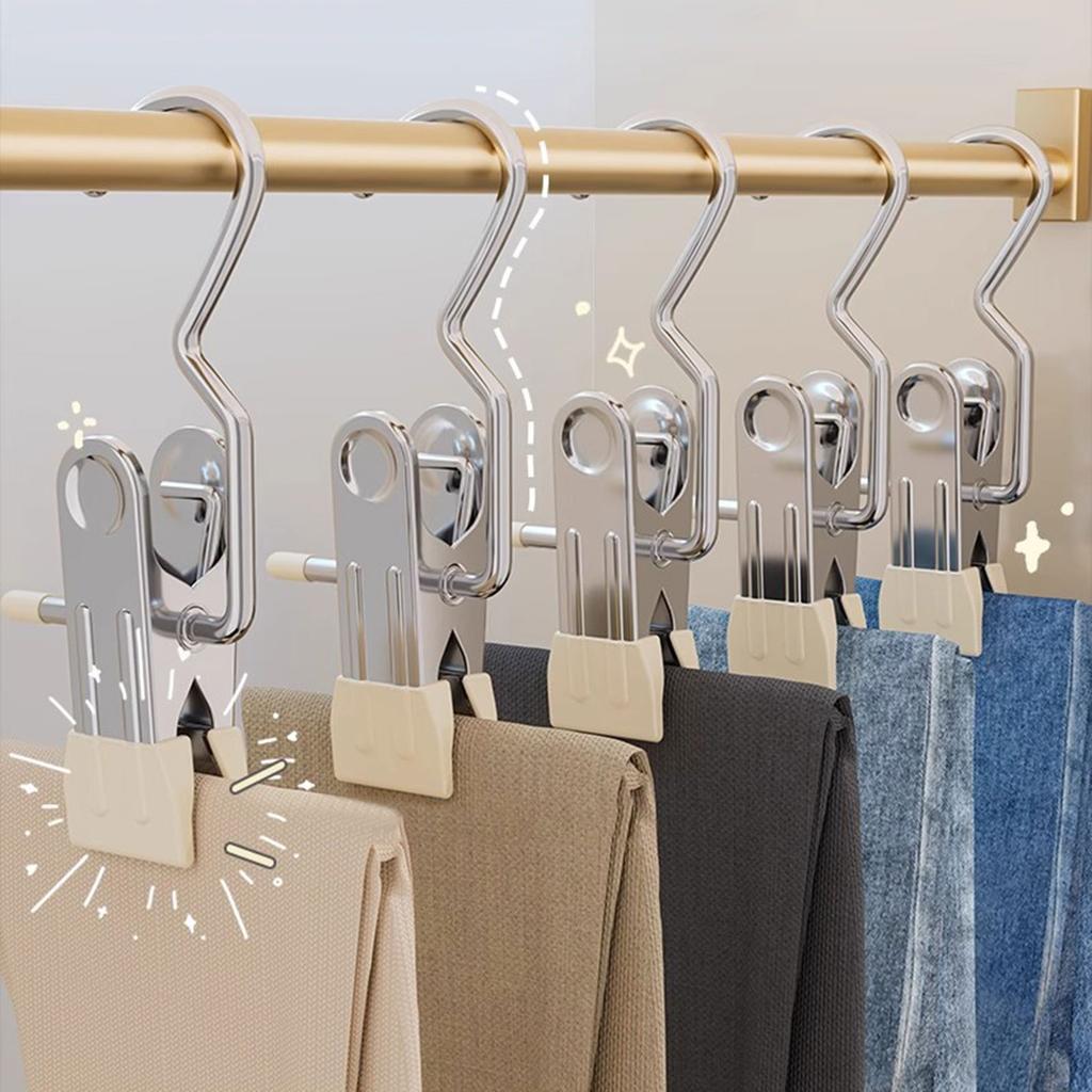 Set of 10pcs Durable Clips Bag Hanger Pants Hooks Stainless Steel Garment Clips for Travel and Home Clothing Storage