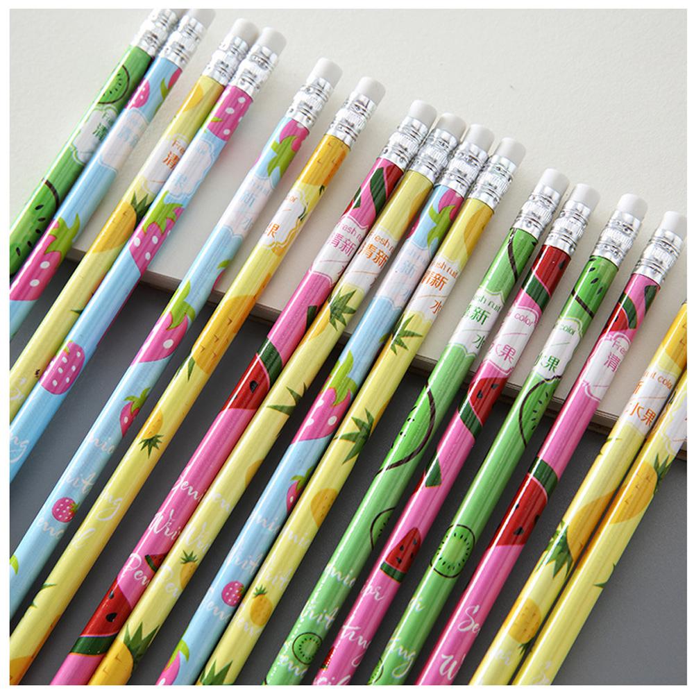 12pcs/lot Fresh Fruits Watermelon Strawberry Standard Wood Pencil Writing Drawing Pencil School Office Supply Student Stationery