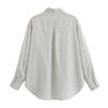 Fashion Style Summer New Women's Linen Blended Long Sleeves Polo Collar Stripes Loose Shirt 0340151