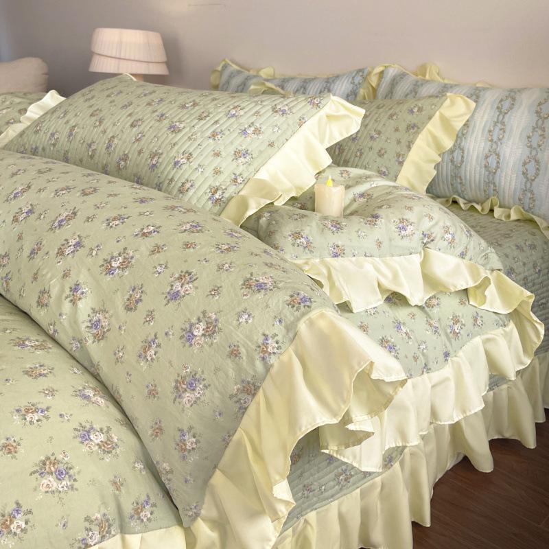 Spring/Summer Small Floral Lace Bedspread Set: 4-Piece, Skin-Friendly, Soft Imitation Cotton for Single Bed