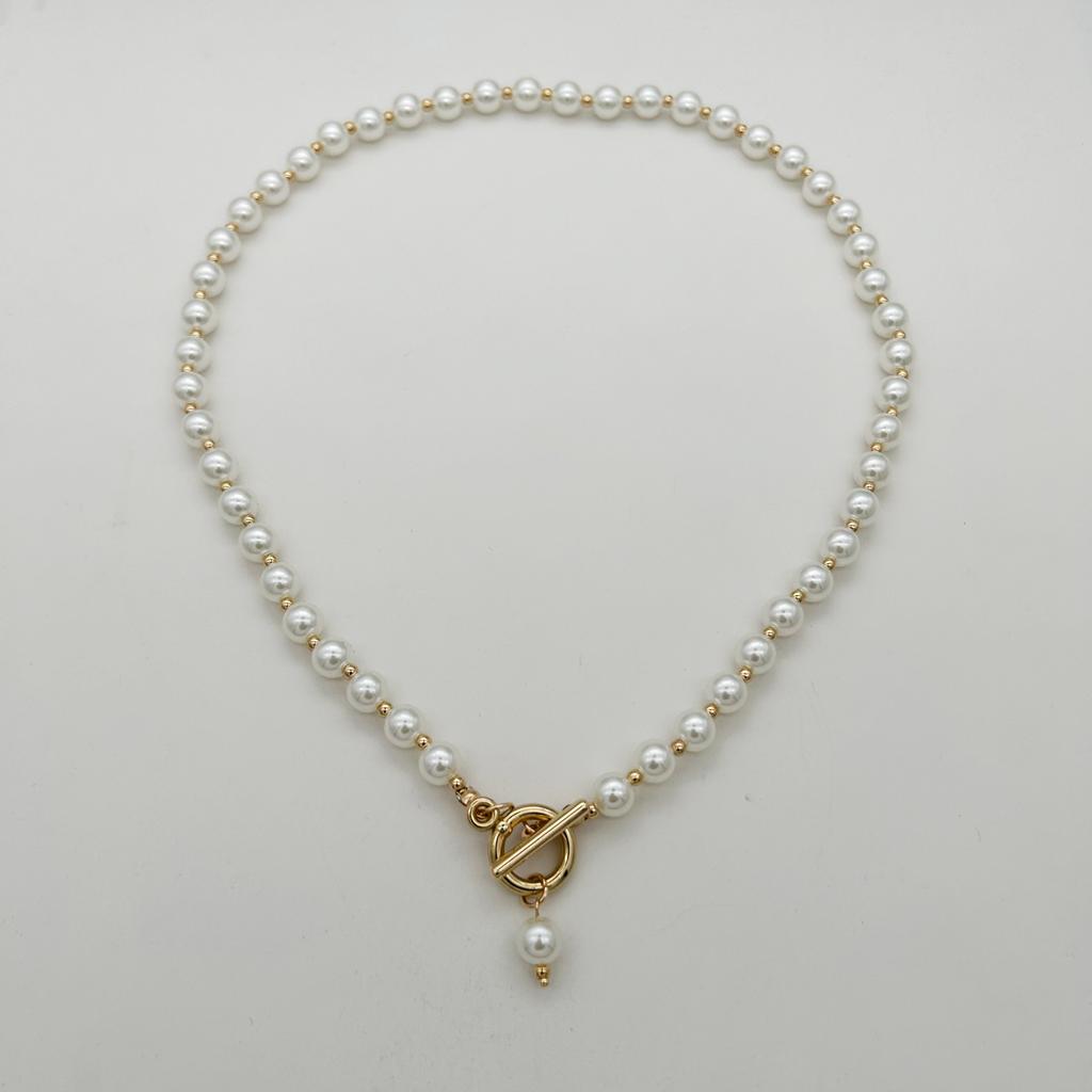 High-end Light Luxury Imitation Pearl Necklace Women's Simple Personality Niche Handmade Beaded Collarbone Chain Jewelry