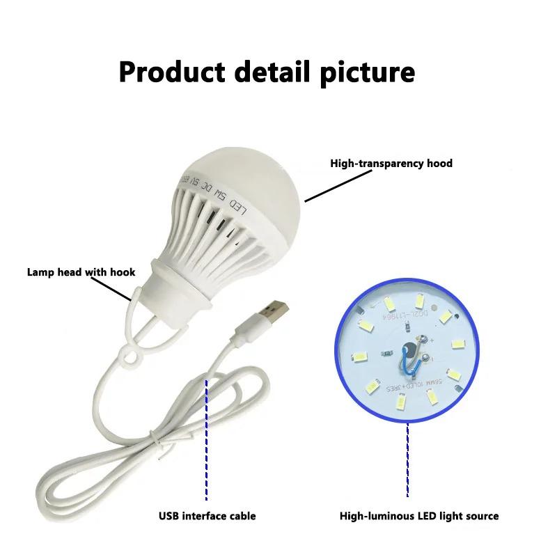 USB Powered LED Lamp Bulb Portable Lanterns Night Light For Outdoor Hiking Camping Fishing Tent Travel Lighting Emergency Christmas Lights