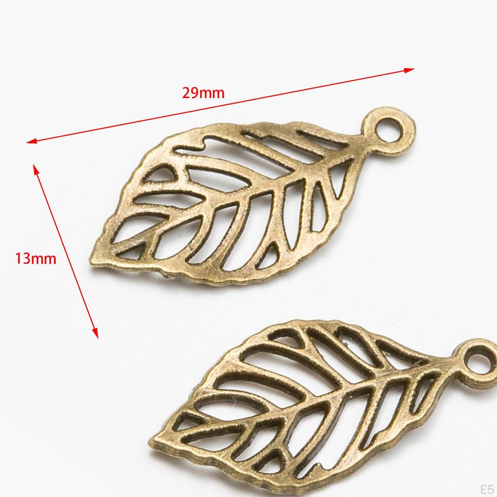 50 Pack Leaf Charms, Hollow Pendants, Alloy, Connectors, DIY Crafts, Decoration, Exquisite