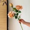 Fiore di Rosa Simulato a 3 Teste, Fiore Secco, Fiore Artificiale, Bouquet, Decorazione per Soggiorno, Oggetti di Scena per Foto