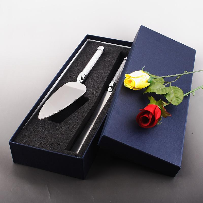 2pcs Wedding Cake Server Set Knife Pizza Shovel Tools Birthday Crystalline Party Gift Stainless Steel Elegant Pizza Dessert Tool