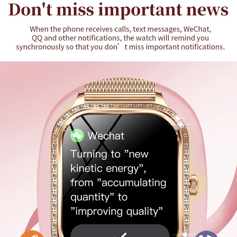 2025 Ny Mote Smart 1.75" HD Skjerm Klokke Kvinner AMOLED Buet Skjerm IP68 Vanntett Helse Anrop Smartklokke Apple Watch Damer for Dame Gave