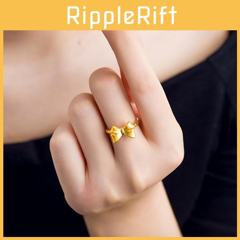 Elegant Adjustable Butterfly Bow Ring Made Of Brass With Gold Plating For Womens Stylish Accessory