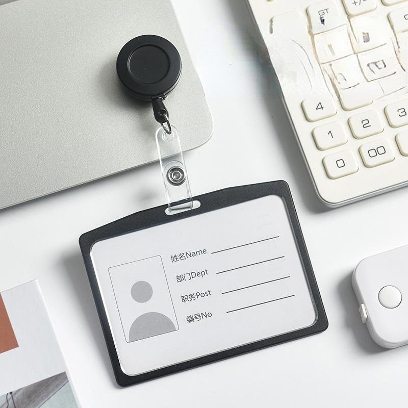 1 Set Aluminum Alloy Card Holder with ABS Retractable Badge Reel Pull ID Card Badge Holder Nurse Badge Lanyards School Supplies