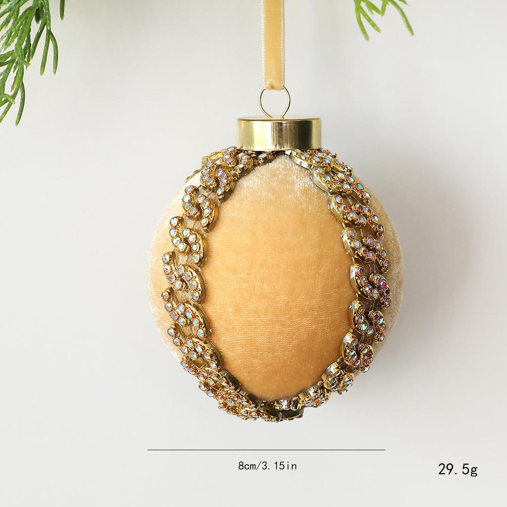 8CM Red Patch Christmas Ball Ornament - DIY Fabric Wrapped Tree Decoration