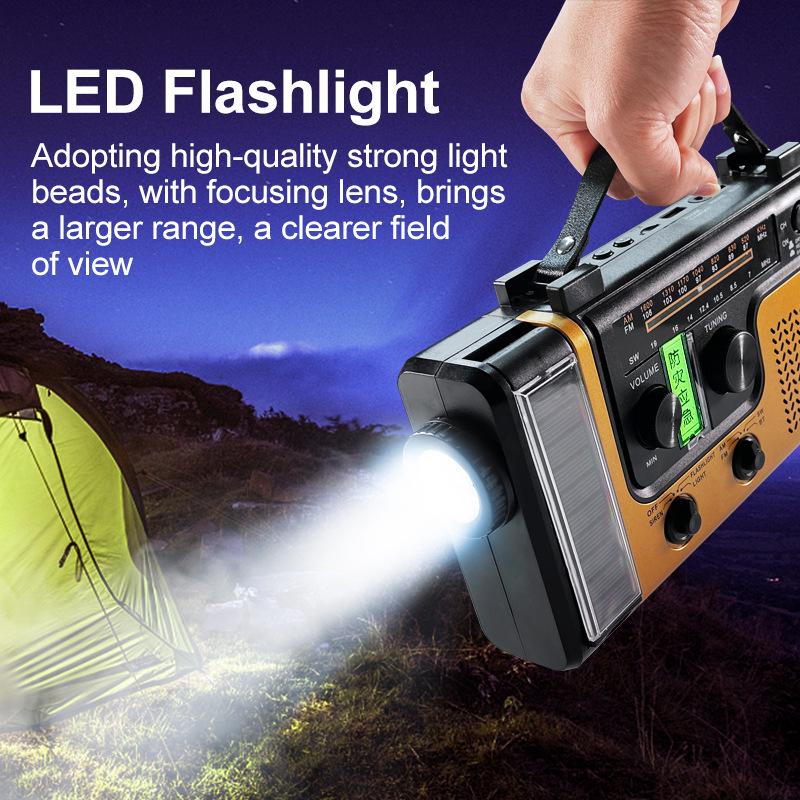 Portable Hand-Crank & Solar Emergency Radio with Multifunctional Lighting for Disaster Preparedness