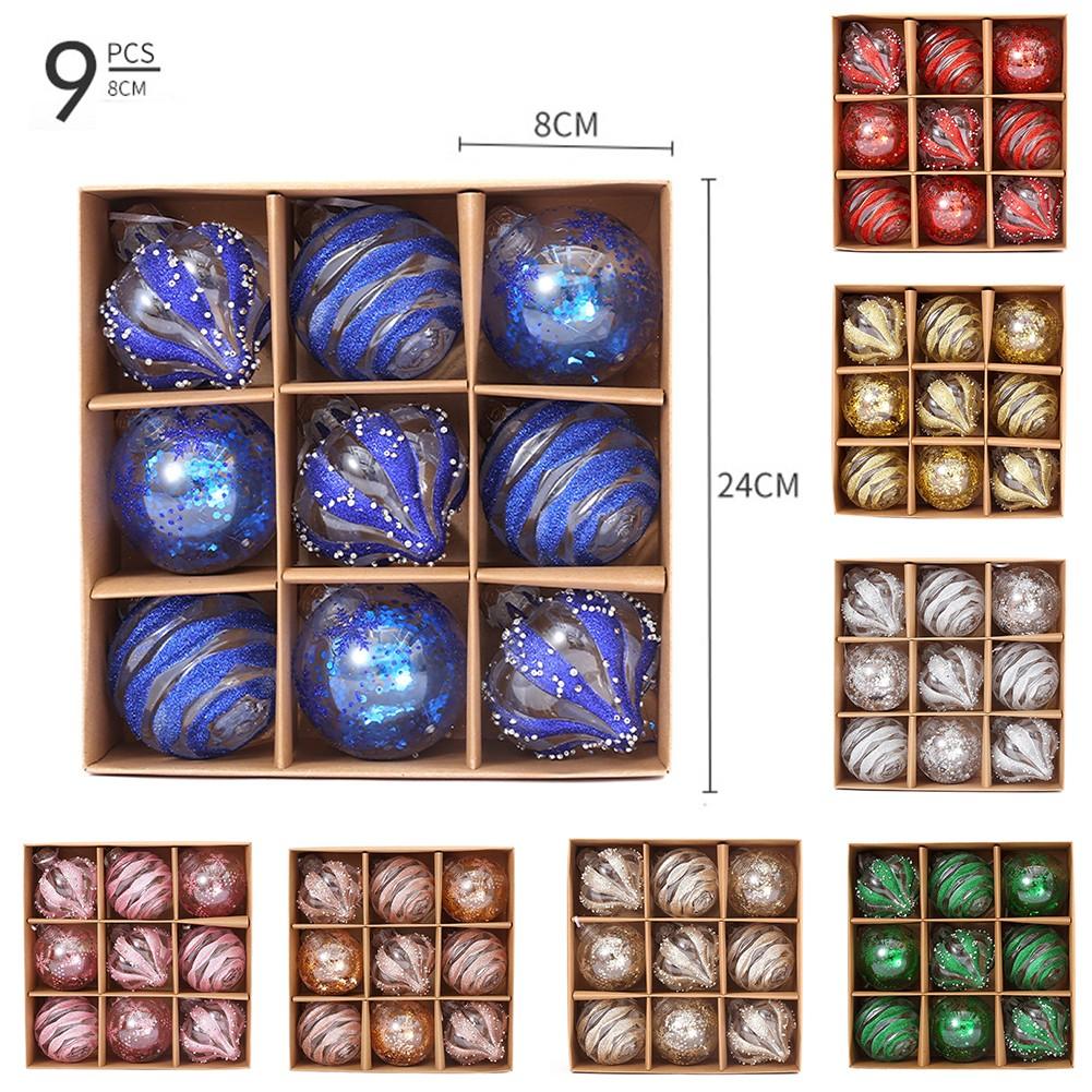 Festive Elegant Christmas Ball Ornaments Pack Of 9 8cm Multiple Colors